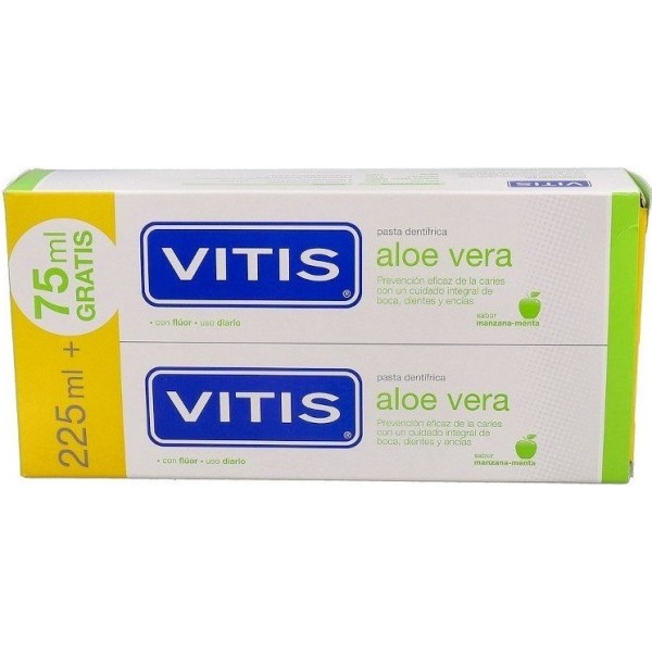 Vitis Aloe Vera Pasta de Dientes Uso Diario Sabor Manzana Duplo 2x150 ml Promo